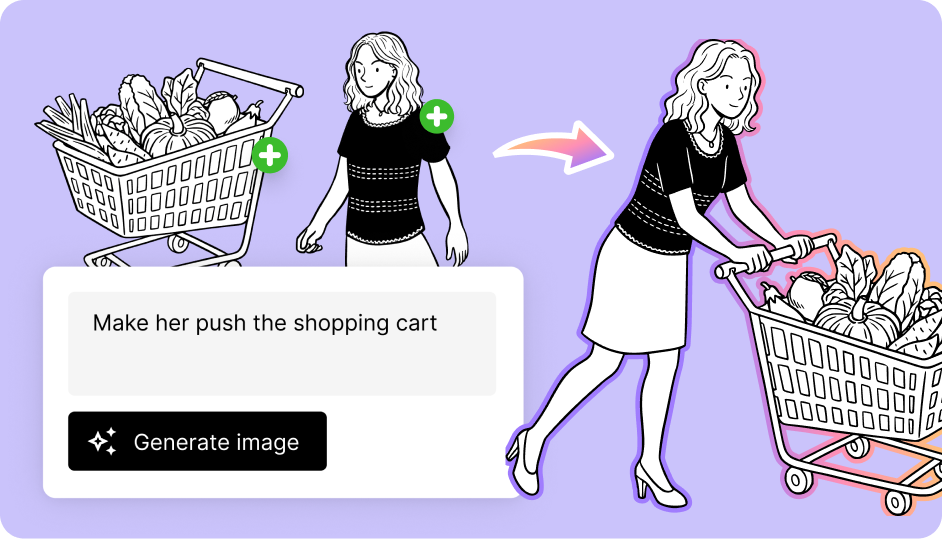 Image showing Tribe AI generating a person pushing a shopping cart