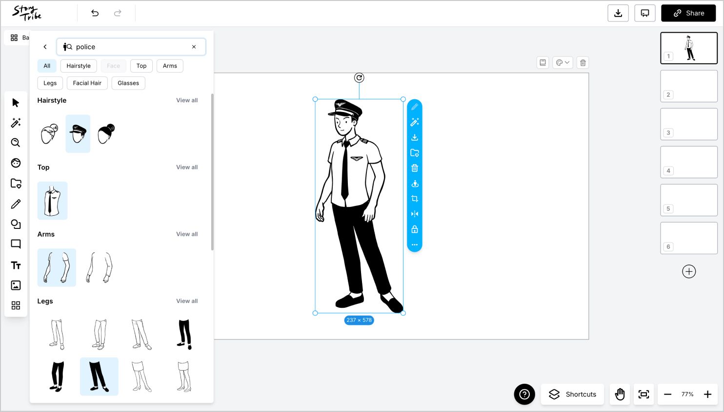 Using asset search to customise characters