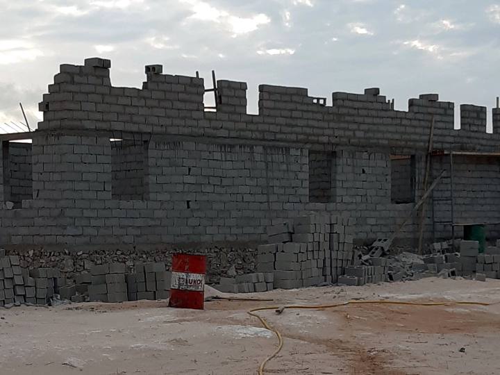 Block walls going up, 2021.