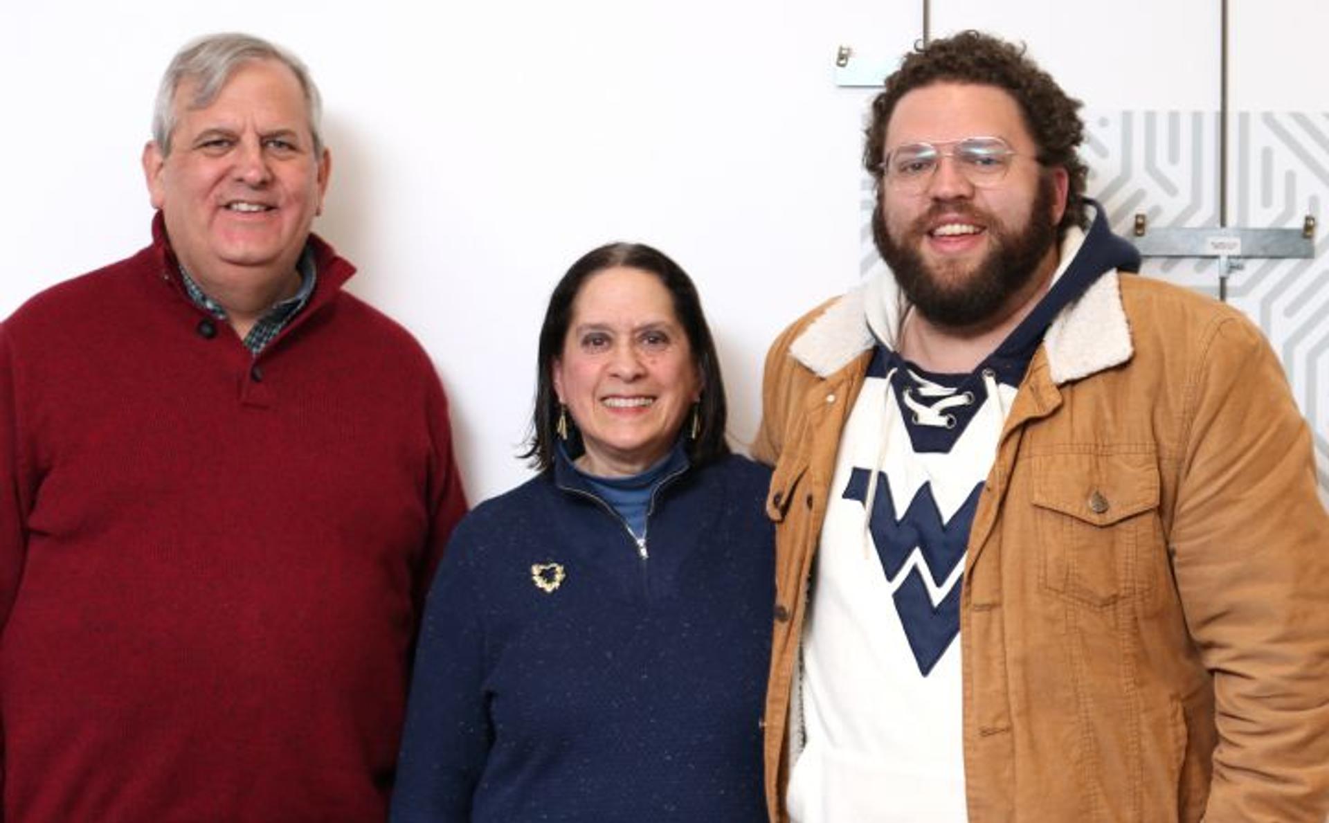 PA Cyber CEO Brian Hayden, author Lee Goldman Kikel, and her son Jason stand side-by-side