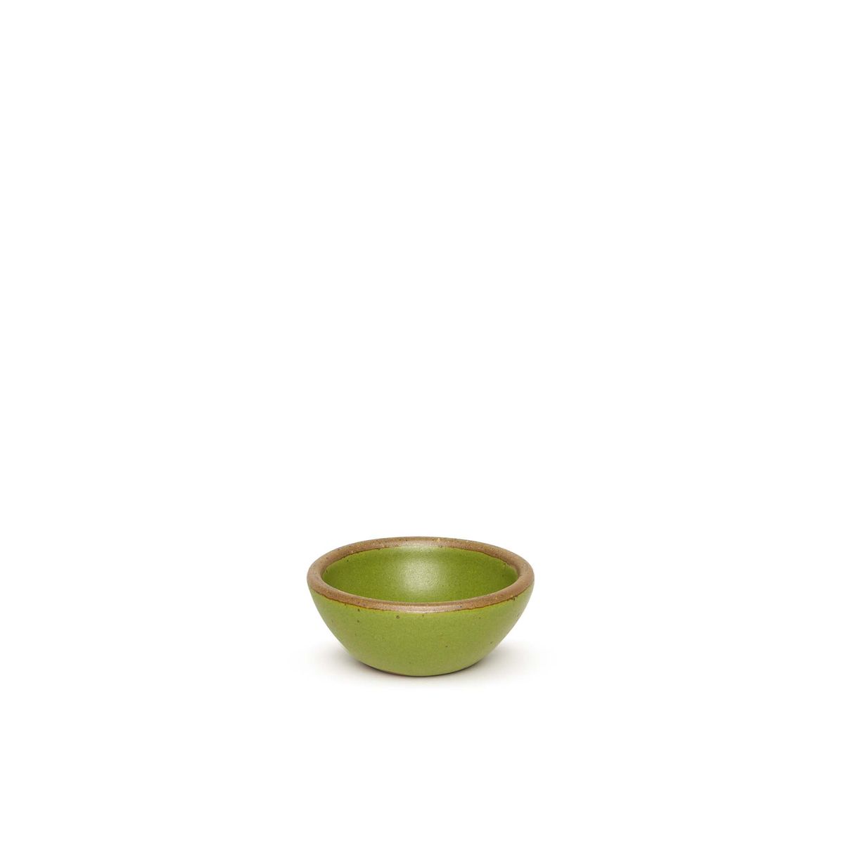 A mossy green bowl that could fit in the palm of your hand.