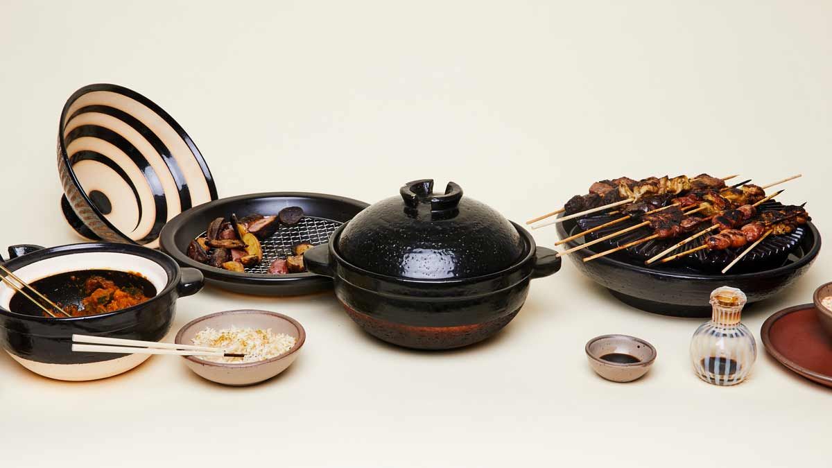 Assortment of Japanese clay cooking pots