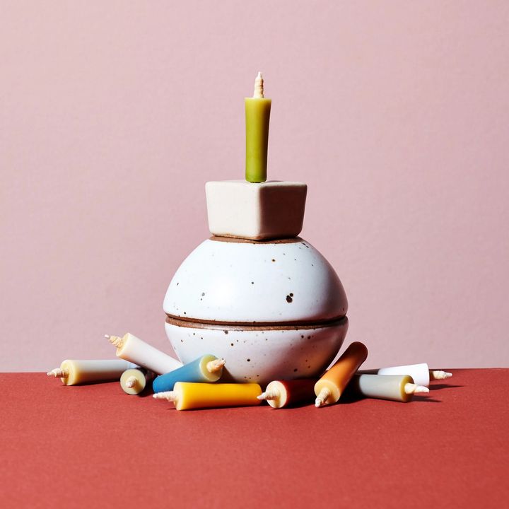 Rainbow Rice Wax candles and bitty bowls