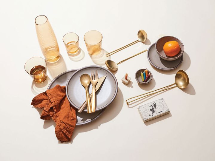 Tabletop with Brass Utensils