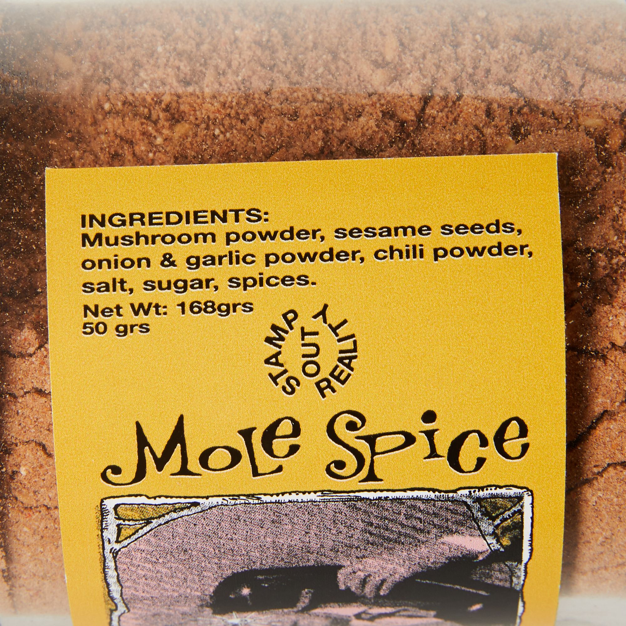 Mole Spice ingredients label on jar