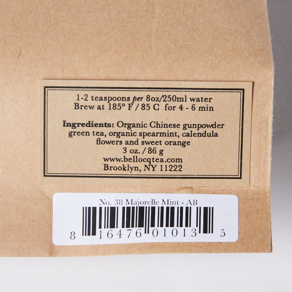 Back of brown paper bag with brewing instructions