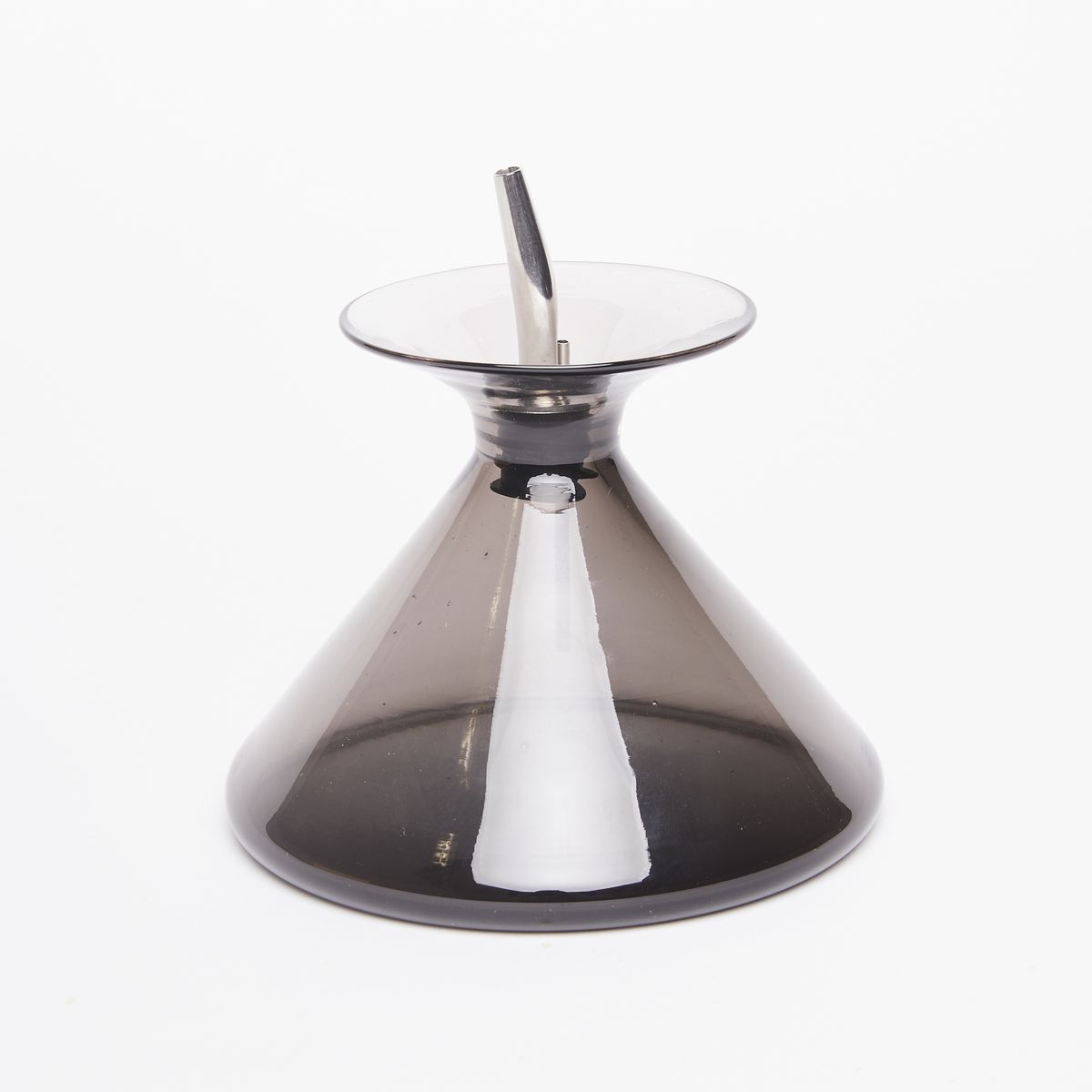 Dark grey clear glass cone with pour spout on top