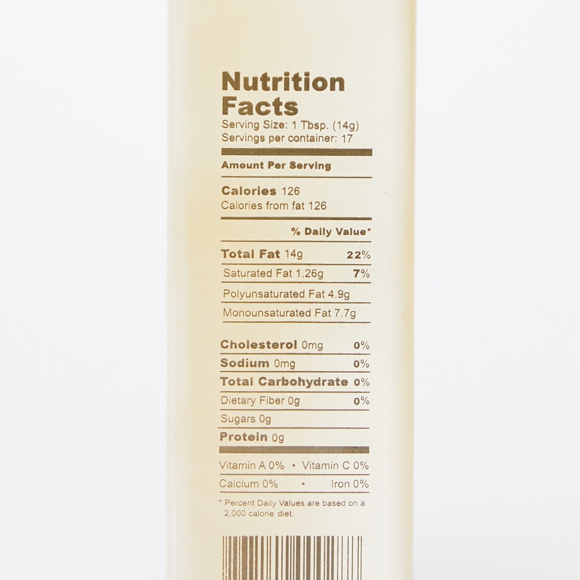 Close up of a label with nutritional facts