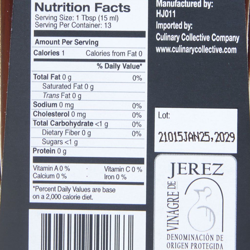 Nutrition facts about sherry vinegar