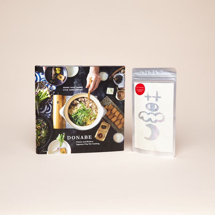 Donabe Cookbook next to Dashi Packet