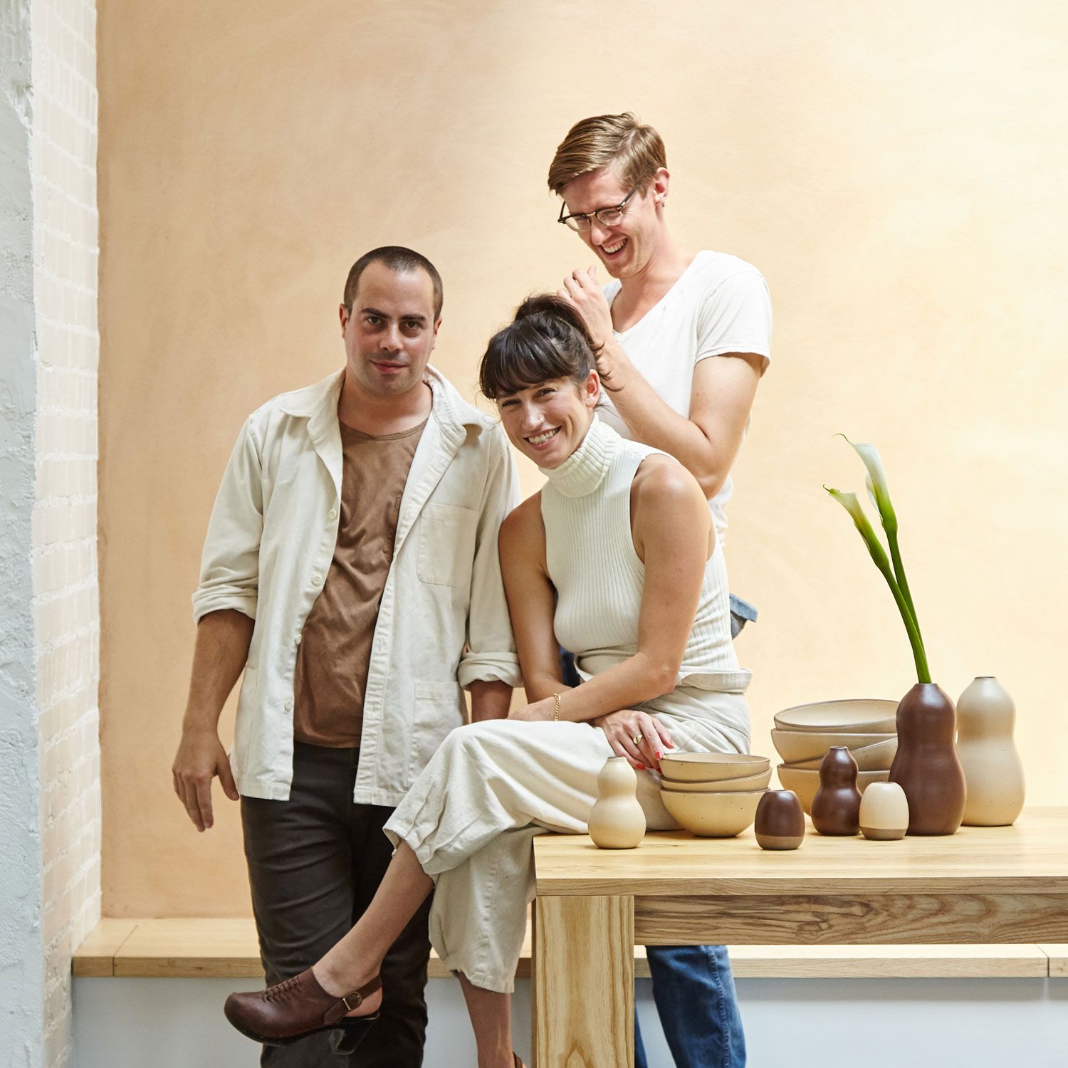 Alex Matisse, Connie Matisse and John Vigeland among East Fork pottery