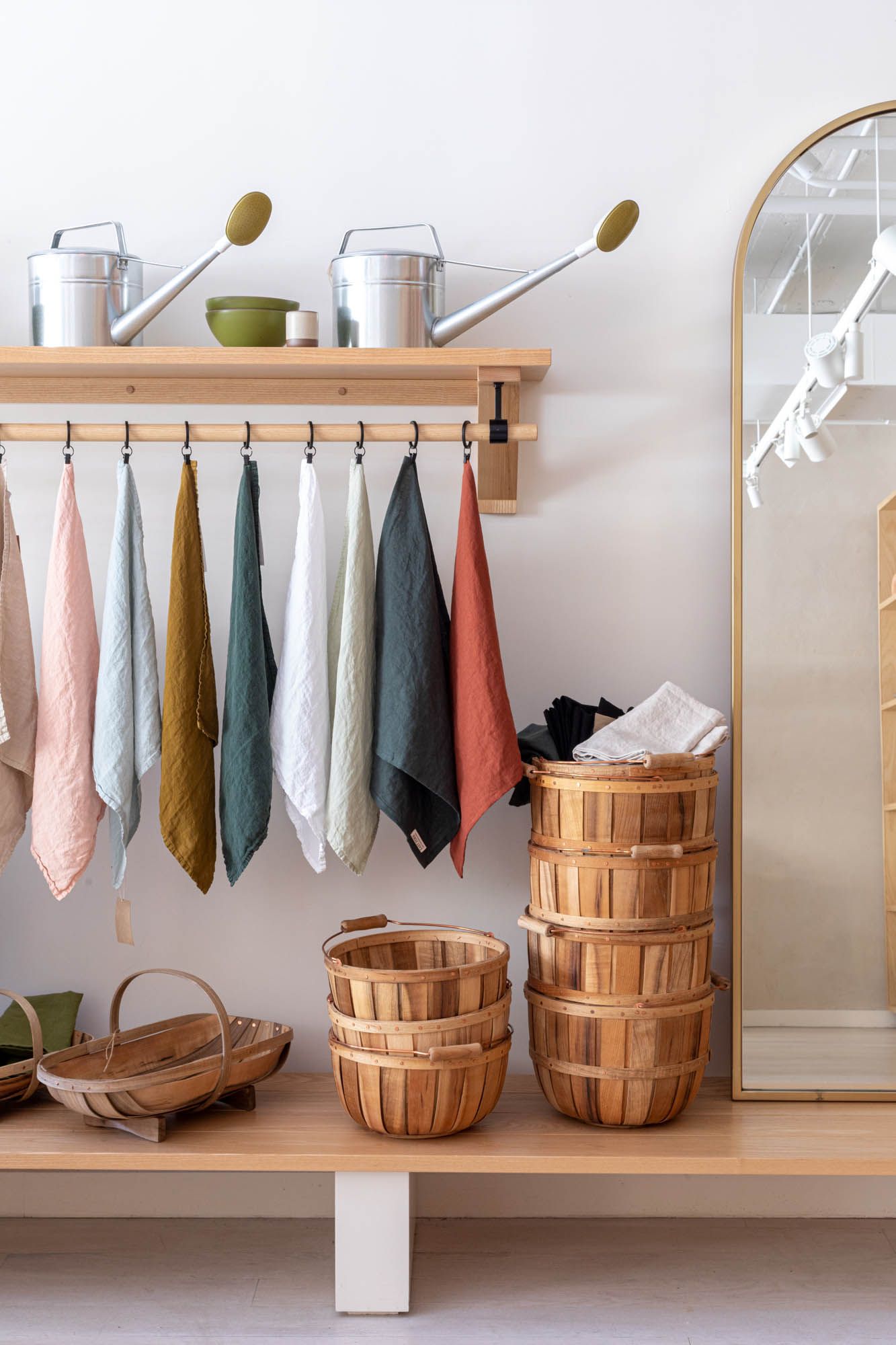 Baskets and linen napkins artfully arranged at East Fork Atlanta