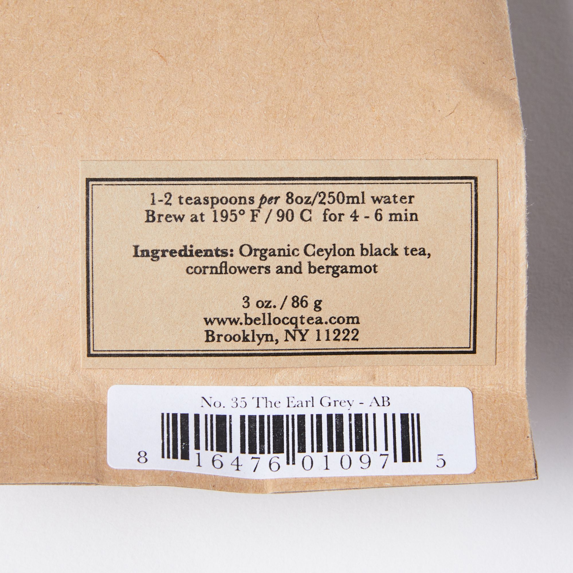 Back of brown paper bag with brewing instructions.