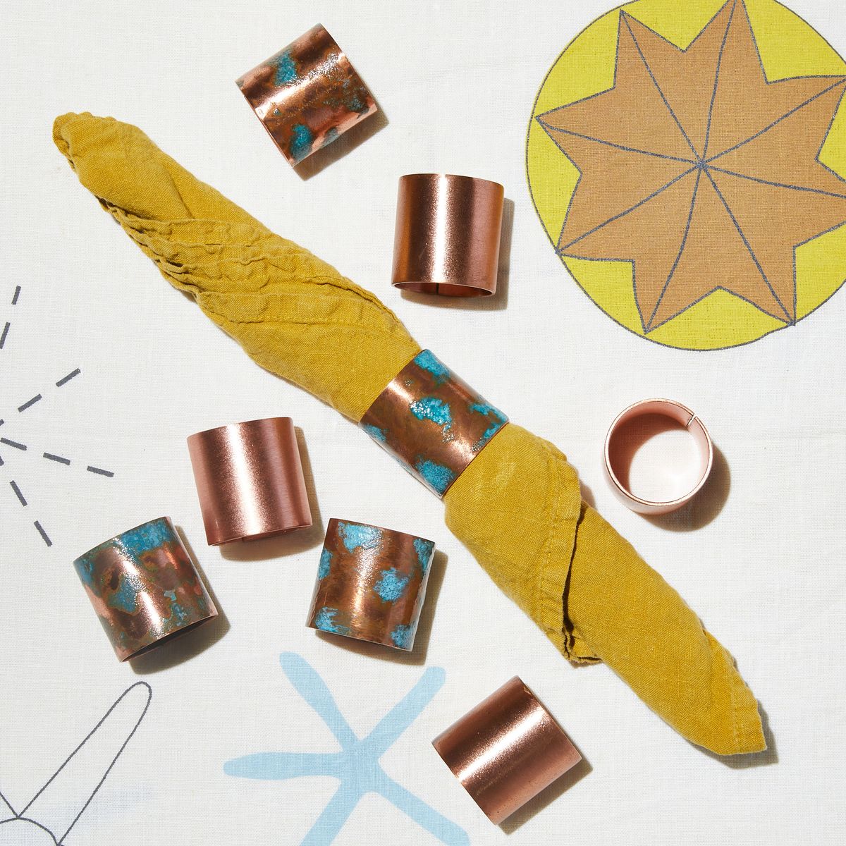 Patina copper and natural copper napkin rings