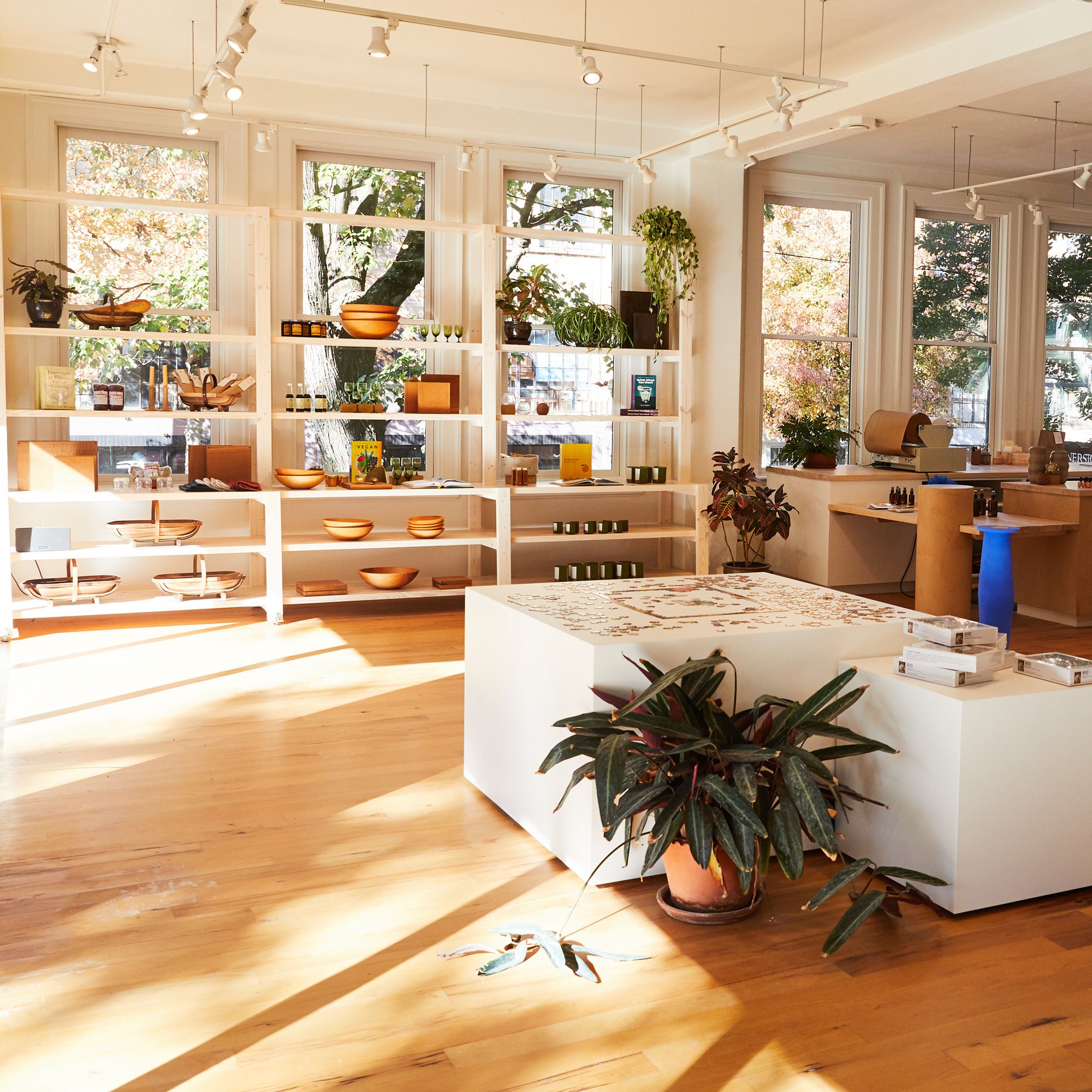The East Fork Asheville storefront with shelves full of pottery and other beautiful objects for the home