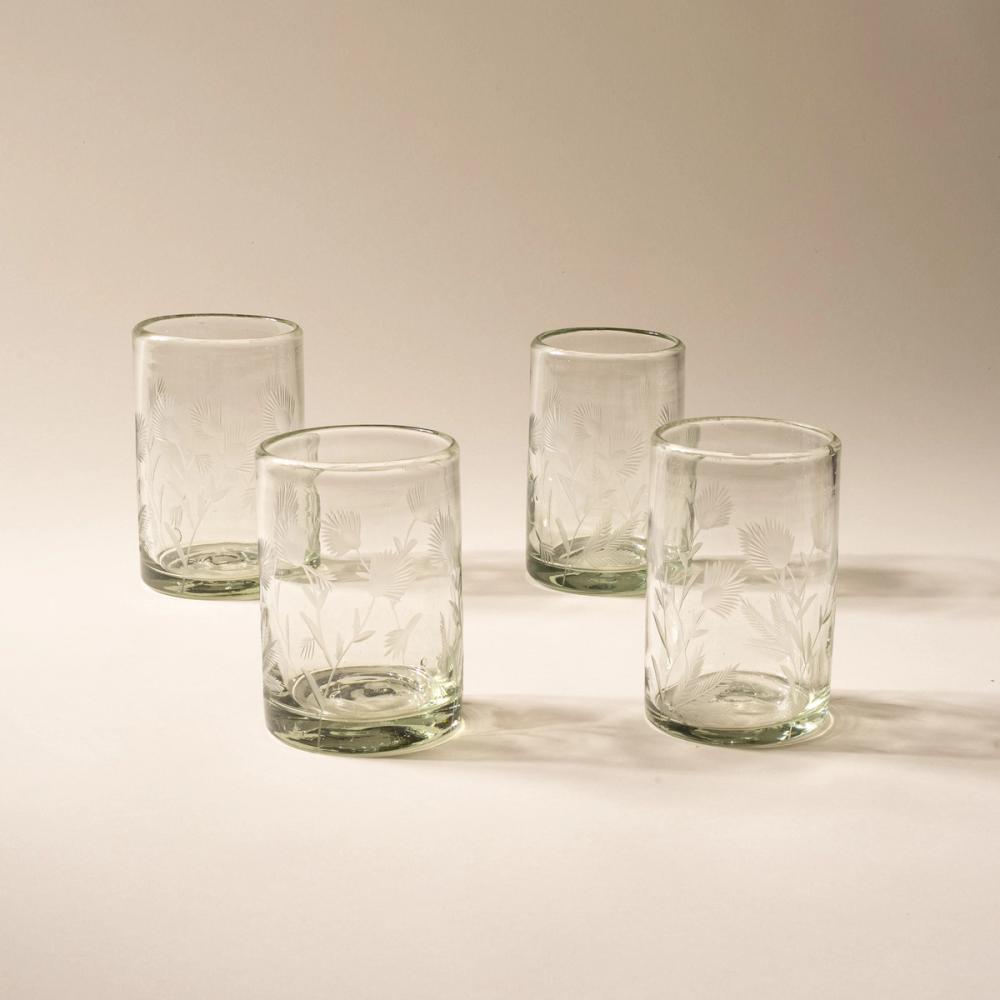 Etched Thistle Recycled Glassware