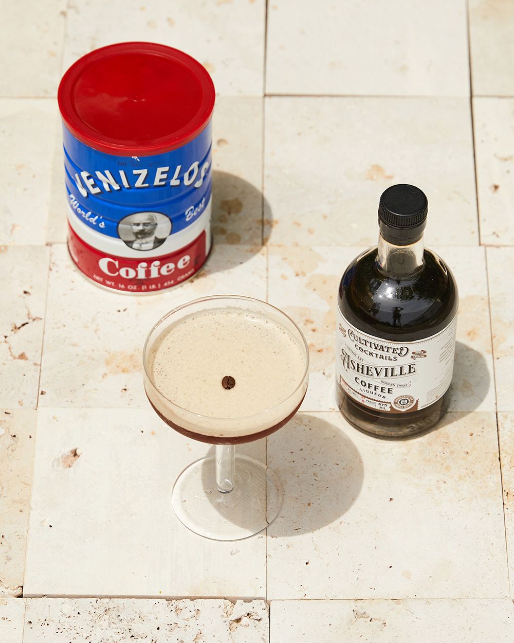 Tin of coffee, espresso martini, coffee liqueur