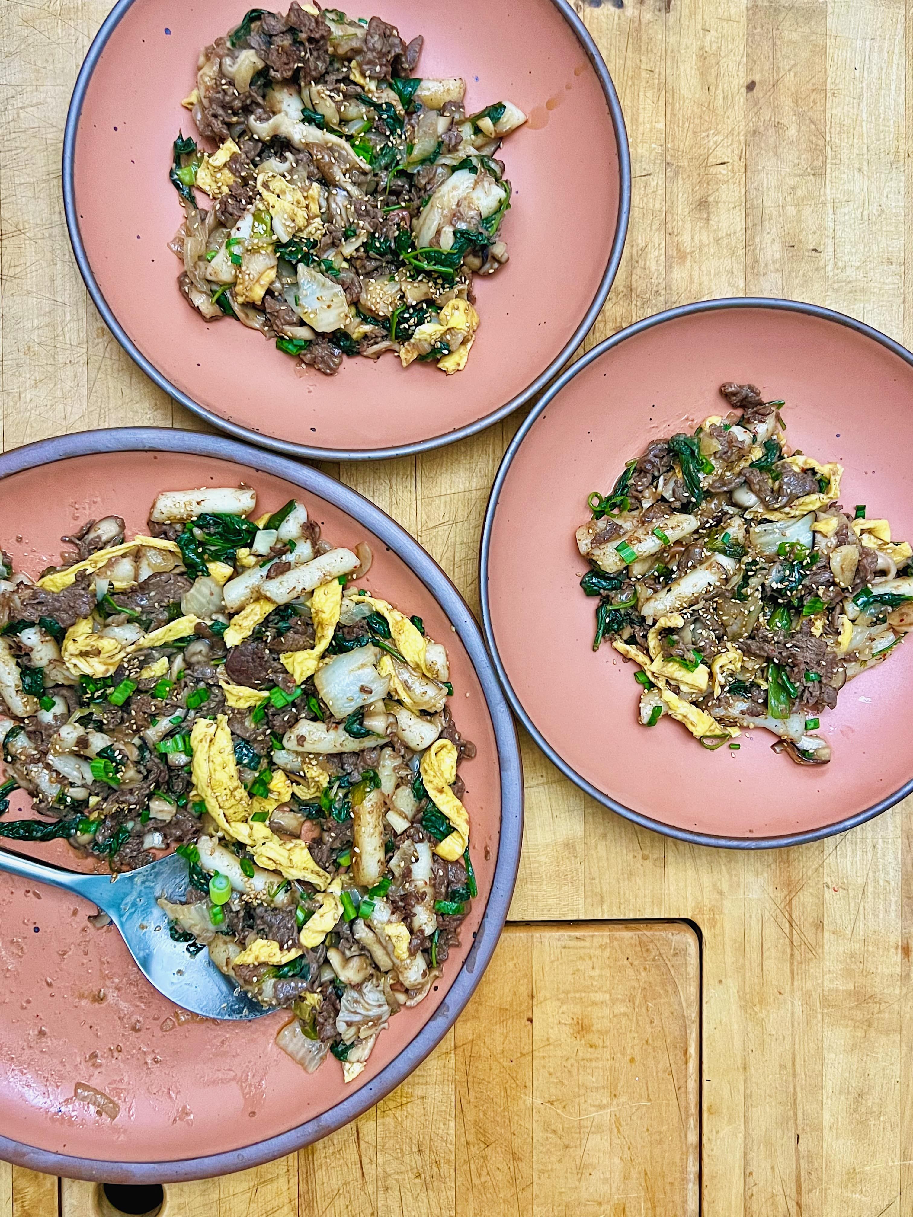 Brown Butter Bulgogi Tteokbokki plated