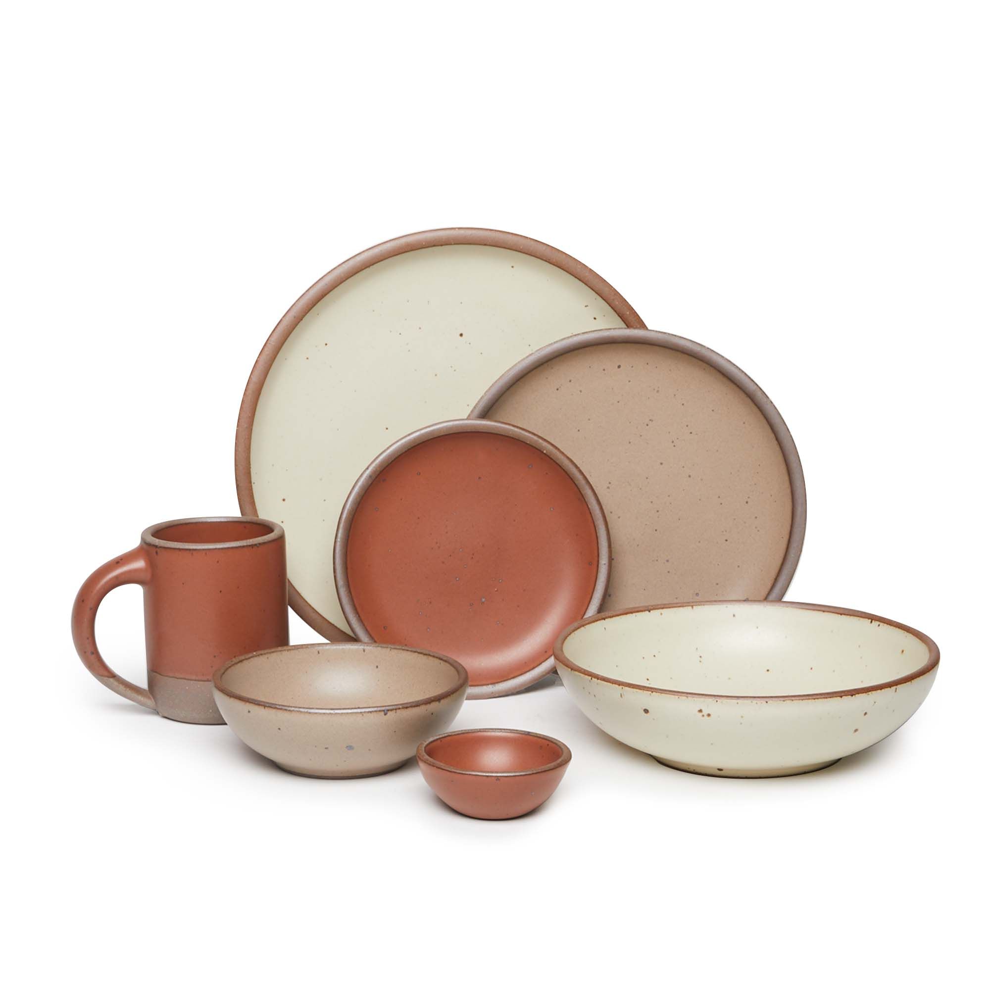 7-Piece East Fork Set in Amaro, Morel, and Panna Cotta