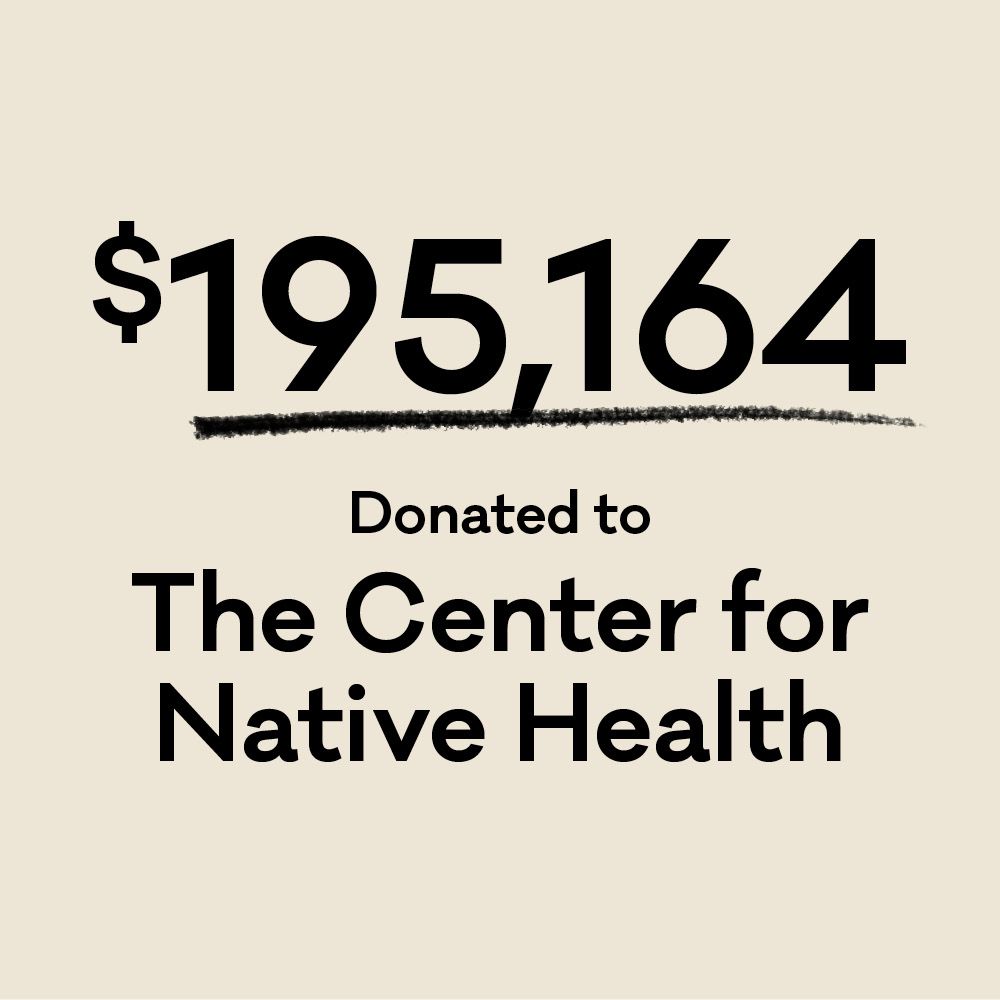 A simple graphic with text that reads, "$195,164 Donated to The Center for Native Health"