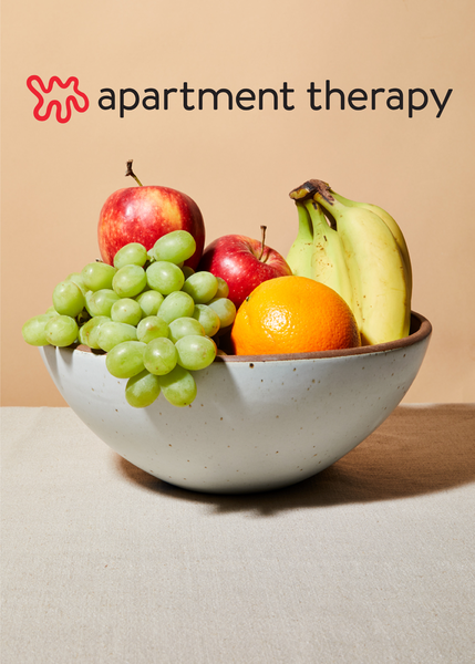 Apartment Therapy Logo with East Fork Pottery Bowl Filled with Fruit