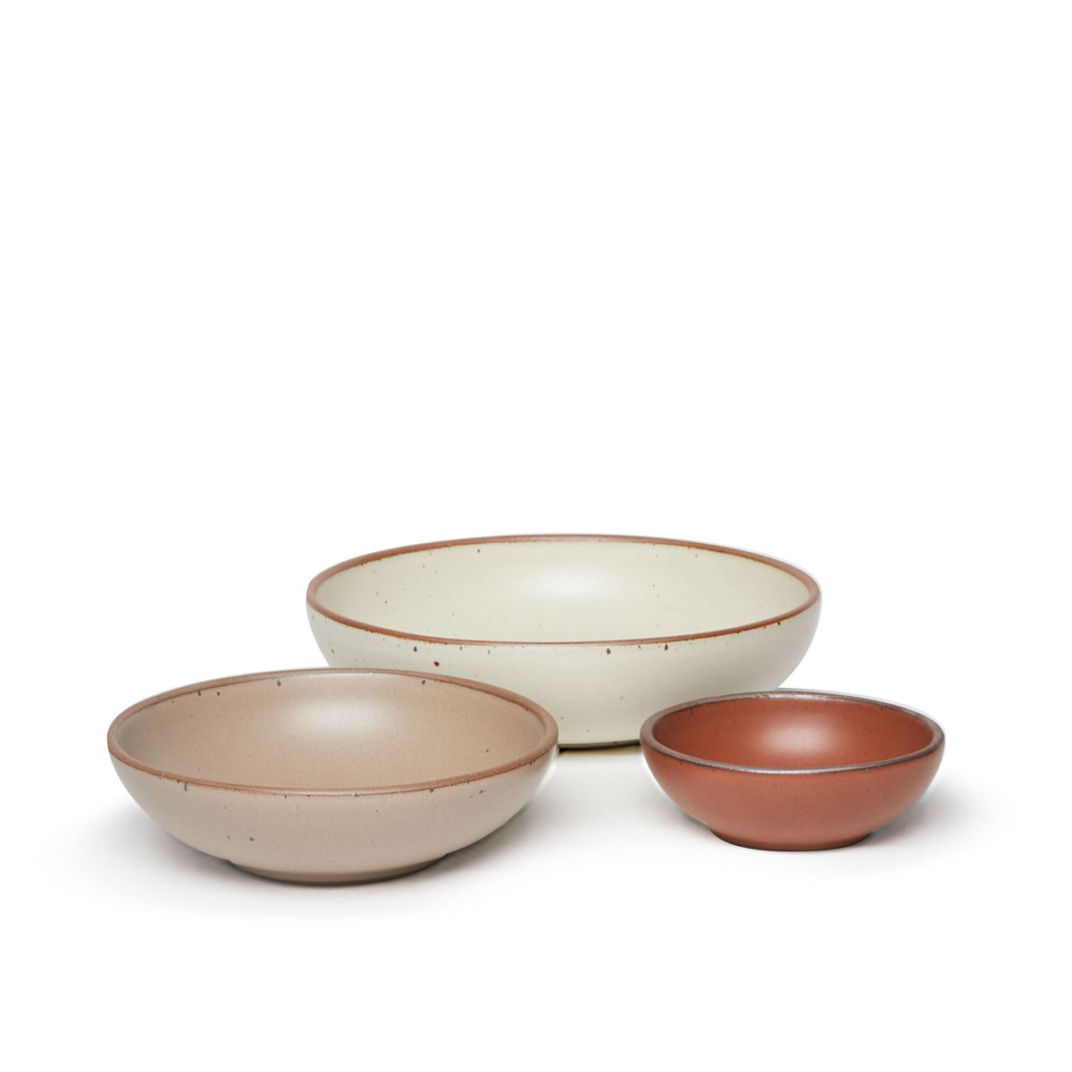 Shallow Bowl Nesting Set in Panna Cotta, Morel and Amaro
