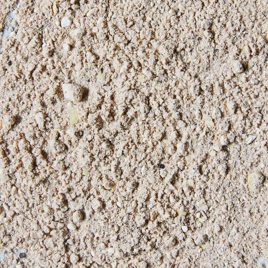 Close-up of umami powder, which is tan and clumpy