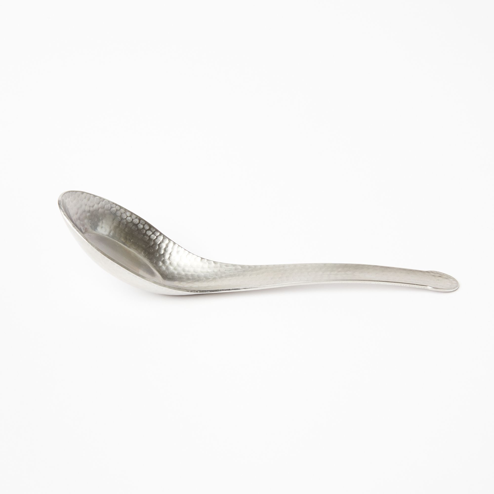 Steel Asian soup spoon with hammered finish