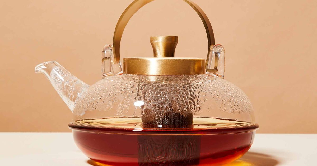 Japanese High Borosilicate Glass Octagonal Tea Pot with Loop Handle and  Hammer-Paint Finish 