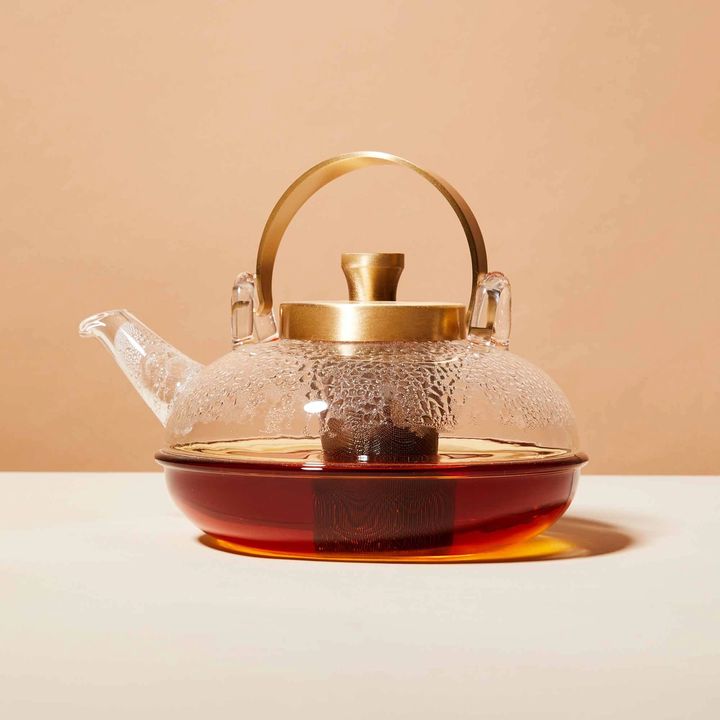 Japanese Brass Handled Glass Teapot