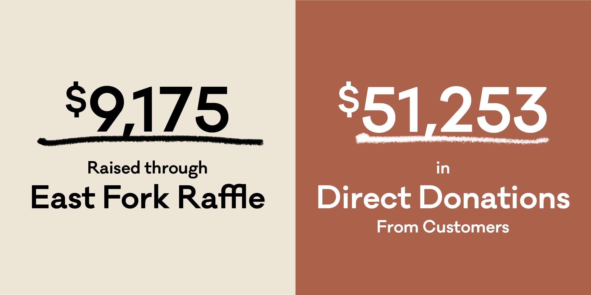 Graphic showing donations made to Poder Emma through a raffle and direct donations