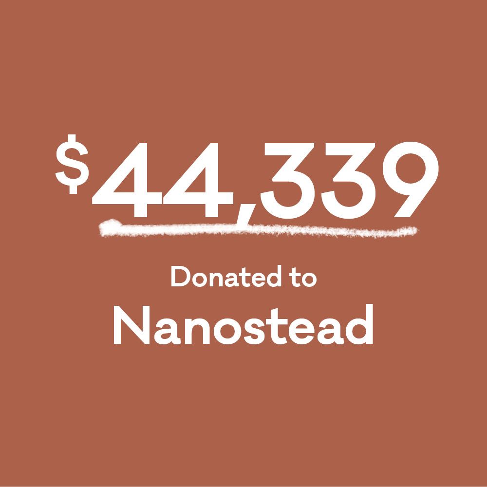 A simple graphic with text that reads "$44,339 Donated to Nanostead"