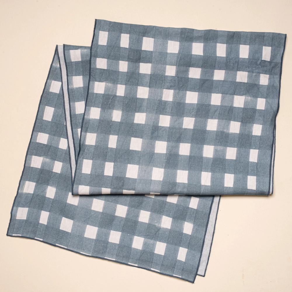 Crosshatch Linen Table Runner - Blue
