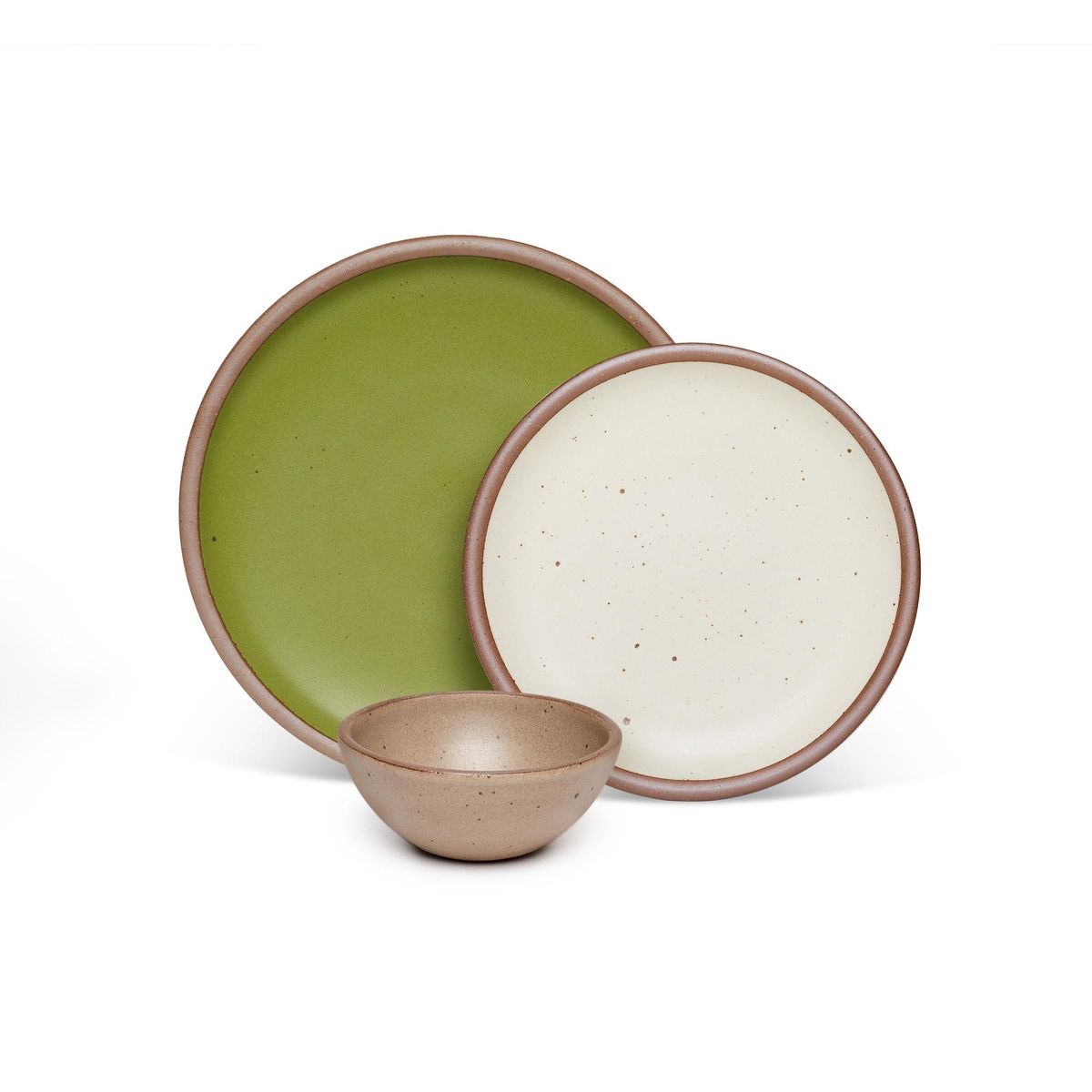 Three Piece Dinner Set in Bracken (Fiddlehead, Morel and Panna Cotta mix).