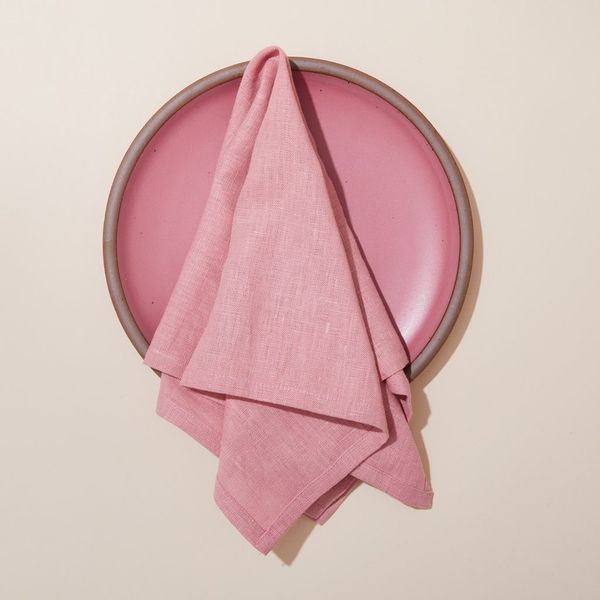 Pink Linen Napkin on Plate