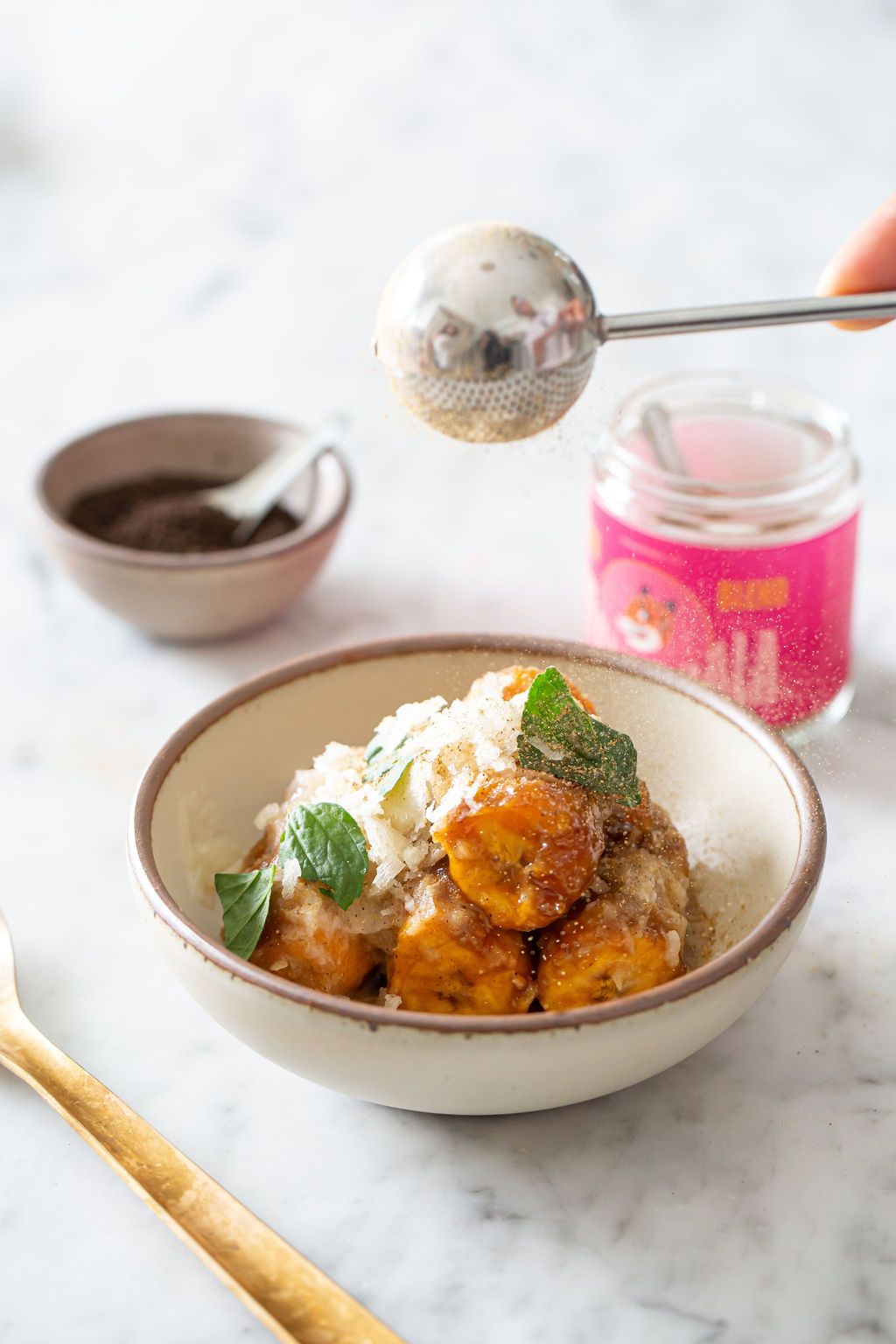 Caramelized plantains sprinkled with chai