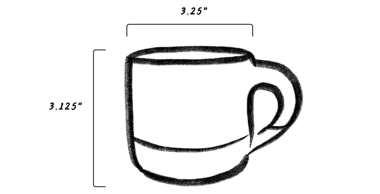 small mug drawing with dimensions