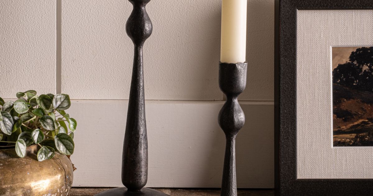 Ball Forged Iron Candle Holder - 6"
