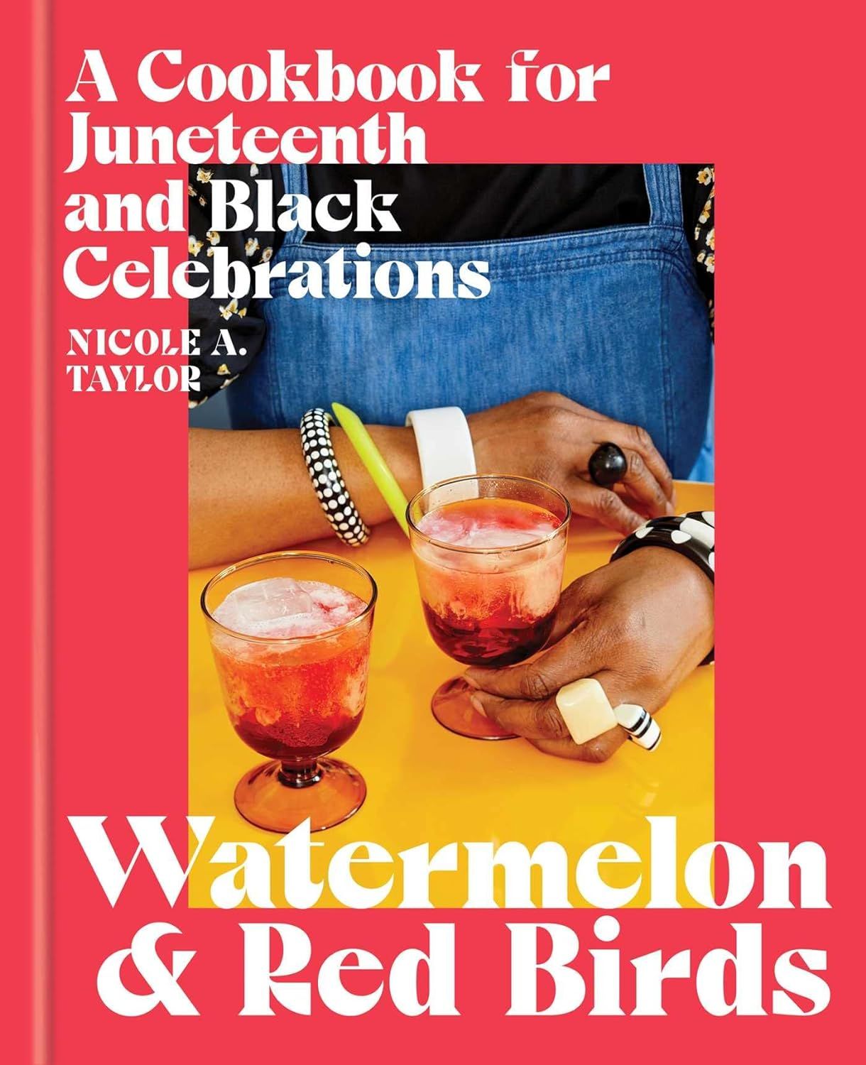 The cover of a book titled 'Watermelon & Red Birds' and featuring a photo of hands holding a cocktail.