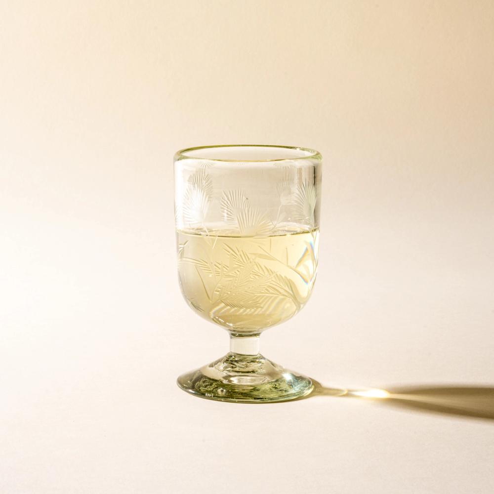 Etched Thistle Recycled Glassware Wine Glass