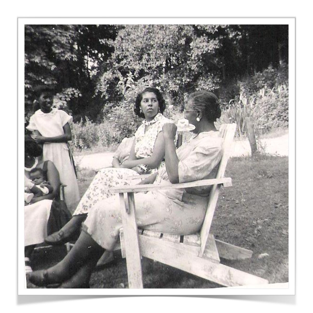 Aunt Lene (facing viewer), extraordinary cook, probably at a family cookout or post-church meal