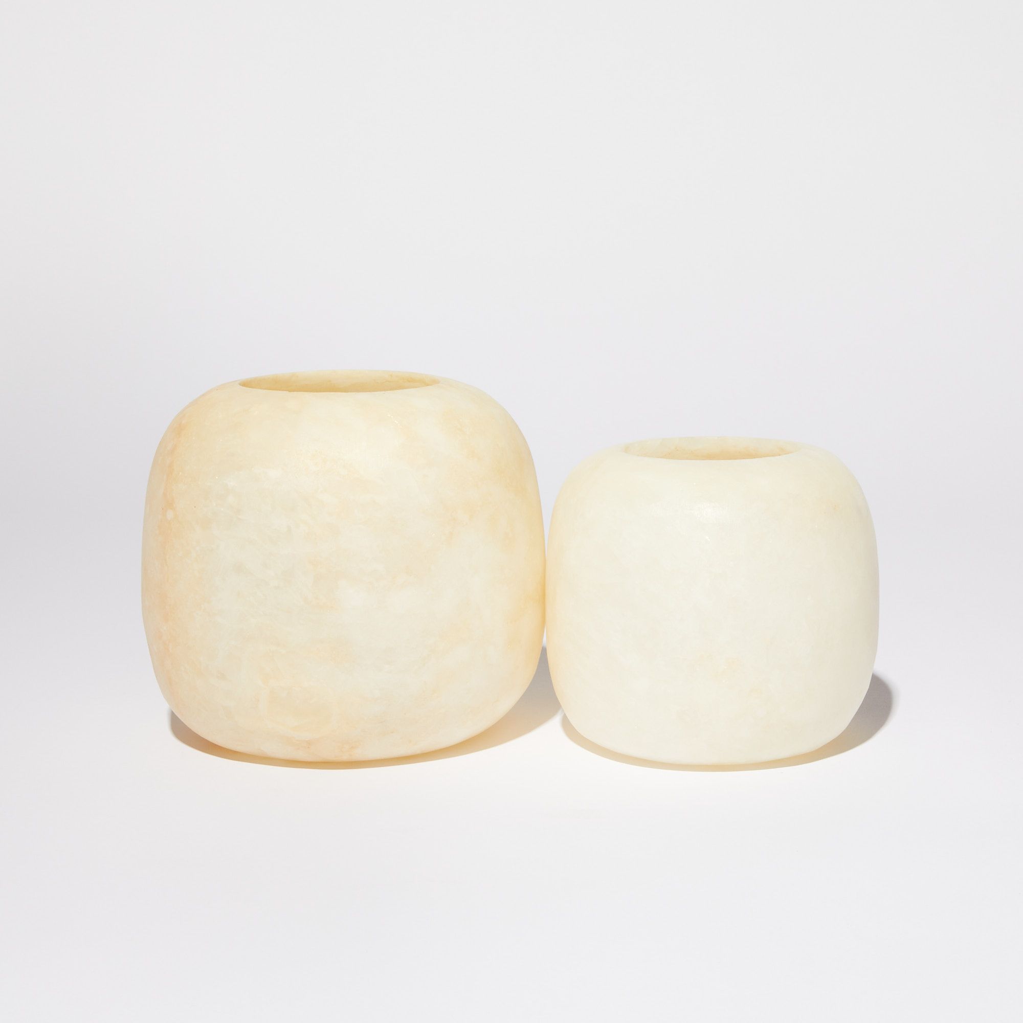 Large and Small Alabaster Candle Holder