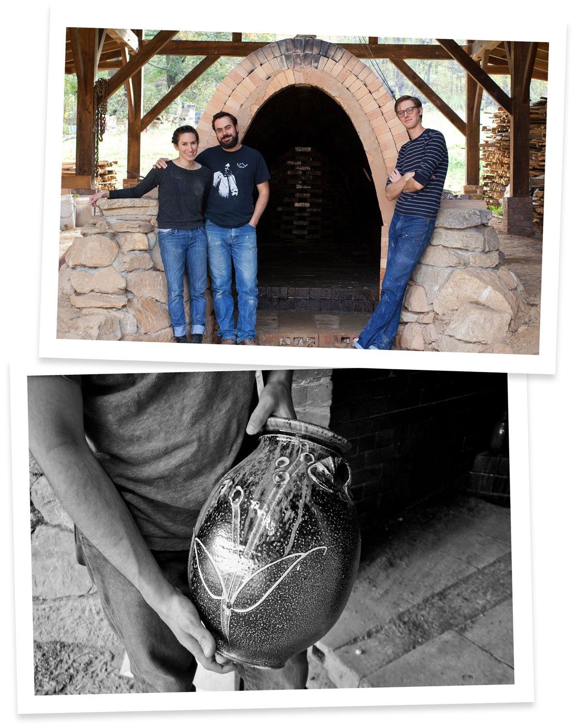 Photos of East Fork founding team at original East Fork location on Ras Grooms Road: Alex Matisse, Connie Matisse, John Vigeland