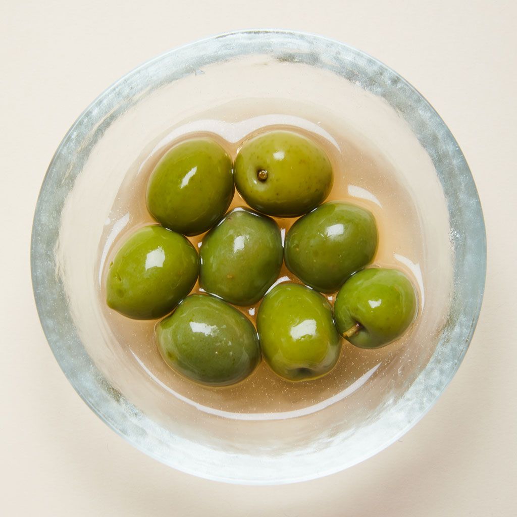 Eight green olives