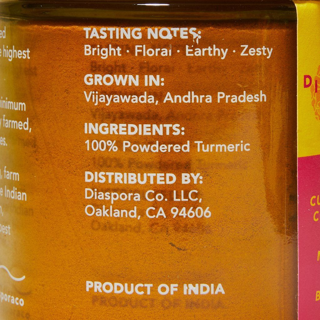 Label that shows tasting notes, place of origin and company name and location