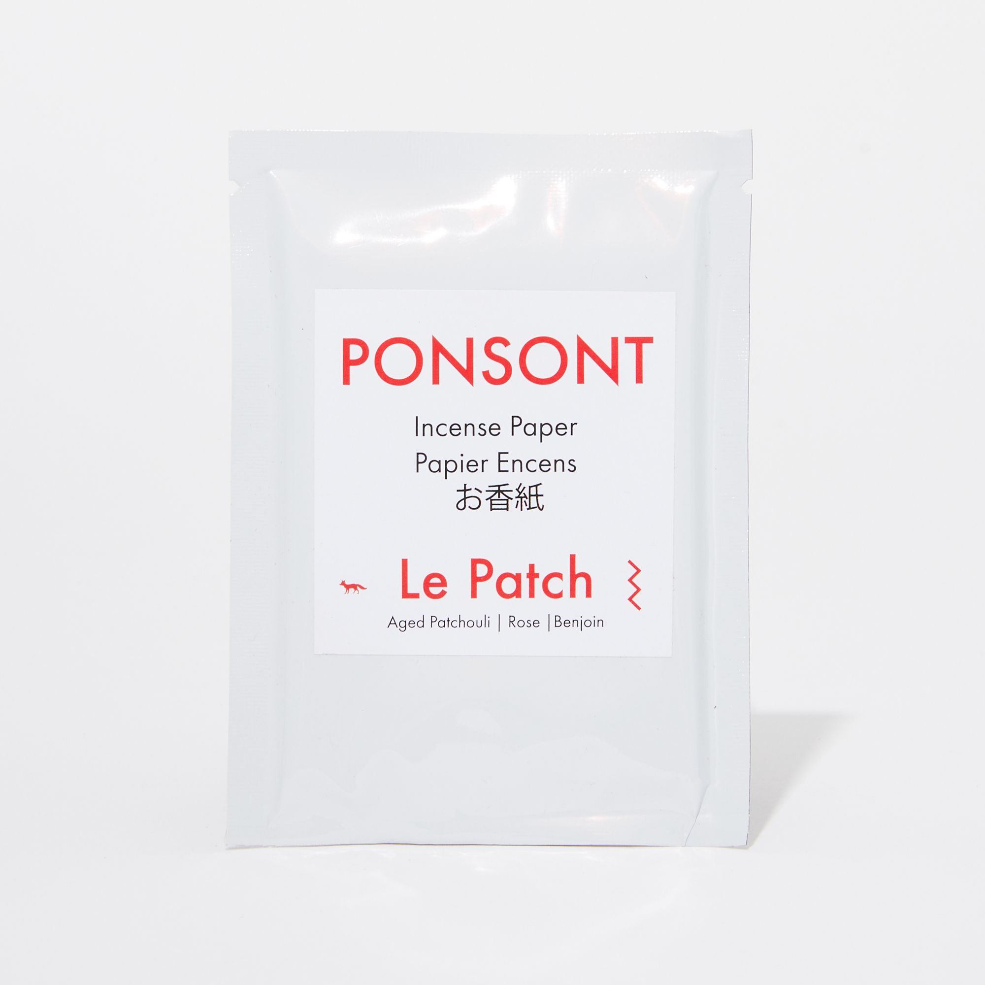 White packaging with red and black letters