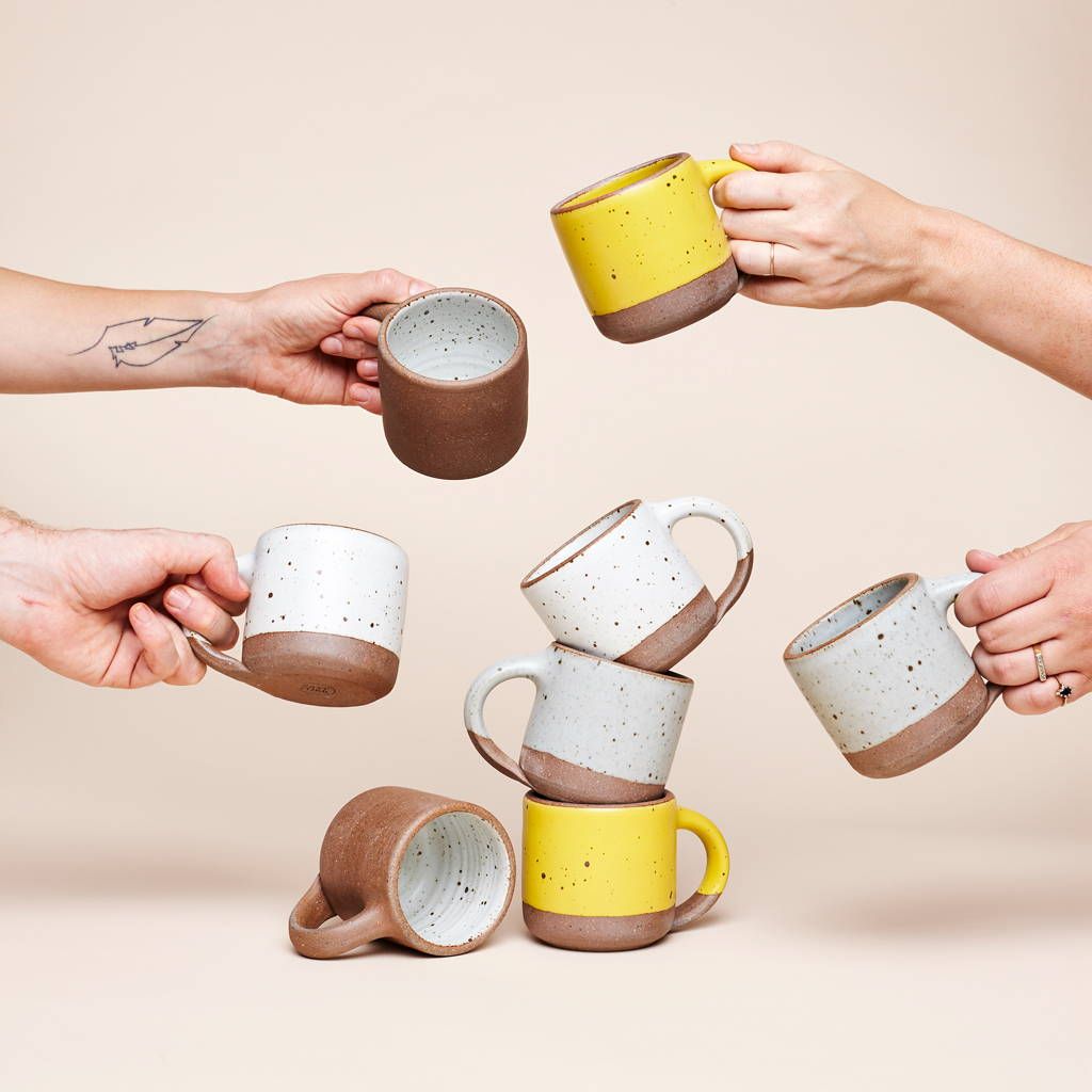 Mini Mugs in Eggshell, Pollen, Soapstone, Mars