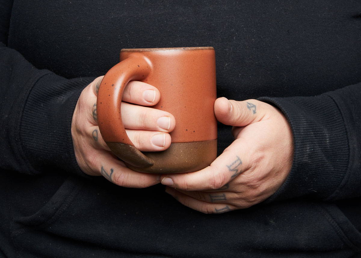 Pottery high quality Tapered Thumb Mug Pair