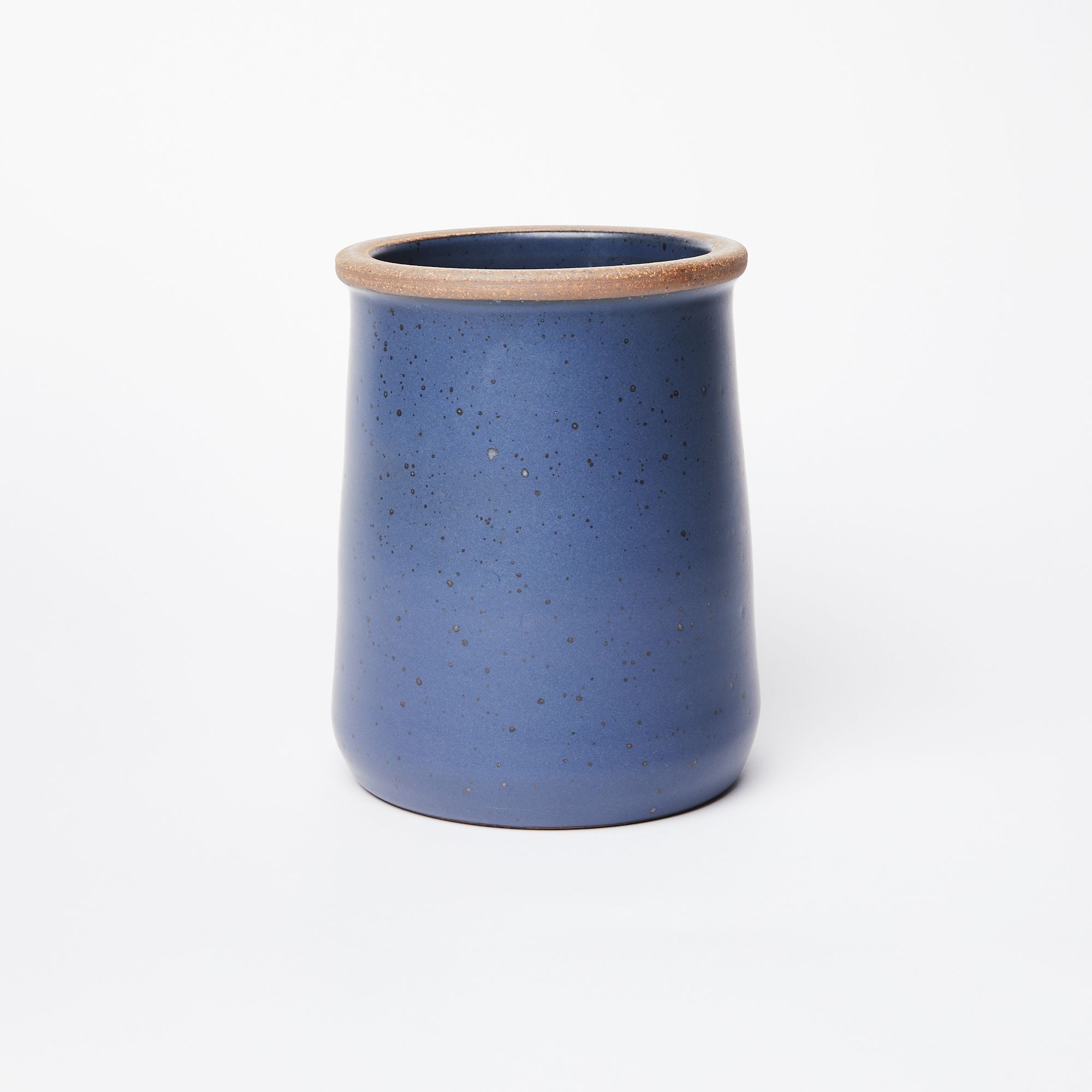 Custom Midnight Blue And Tan Kitchen Utensil Holder by Tulane Road Pottery