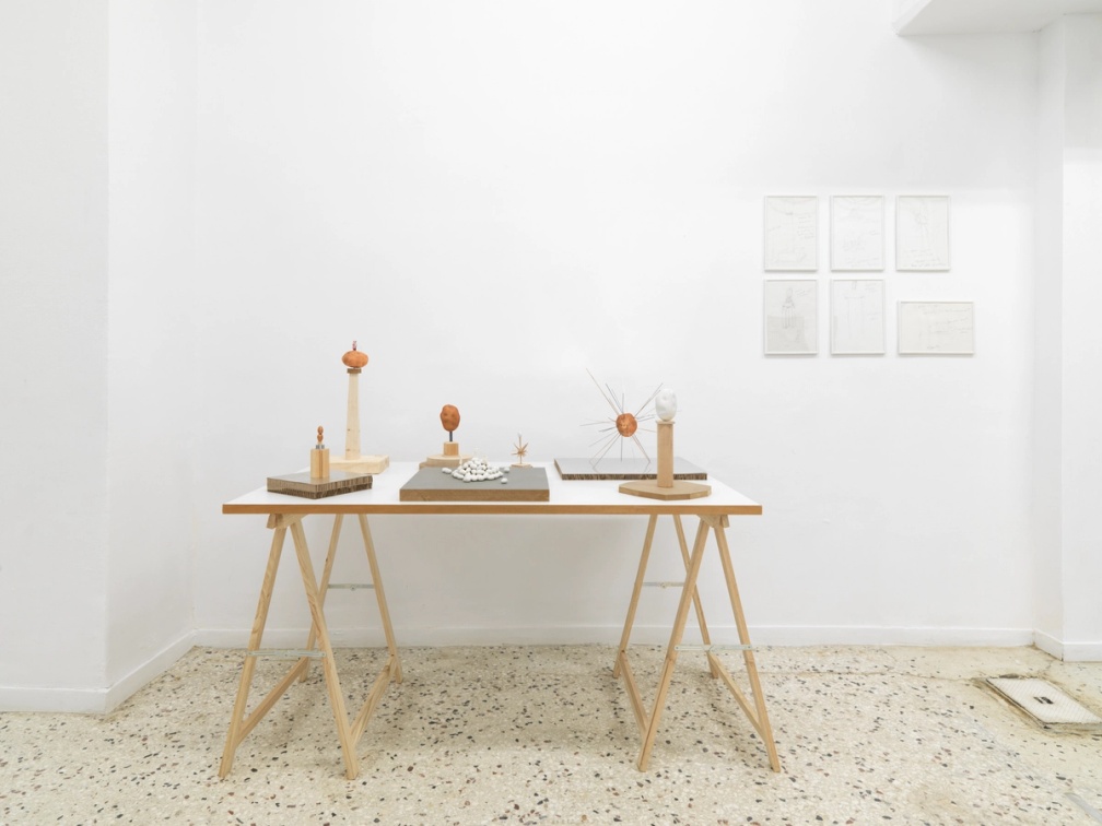 Slide 1/7: Sam Durant, Potato Empowering Trajectories, 2025, installation view. Photo by Stathis Mamalakis.